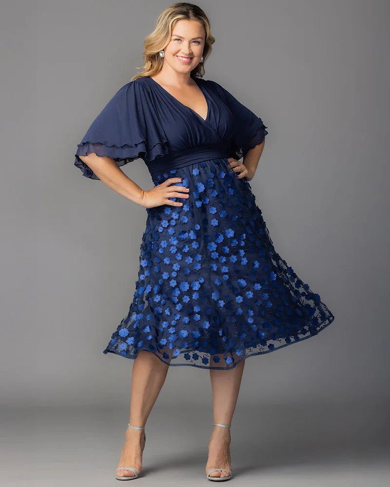 Women's Knee-Length Mesh Cocktail Dress