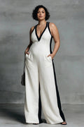 Hana - Black & White Contrast Stripe Jumpsuit