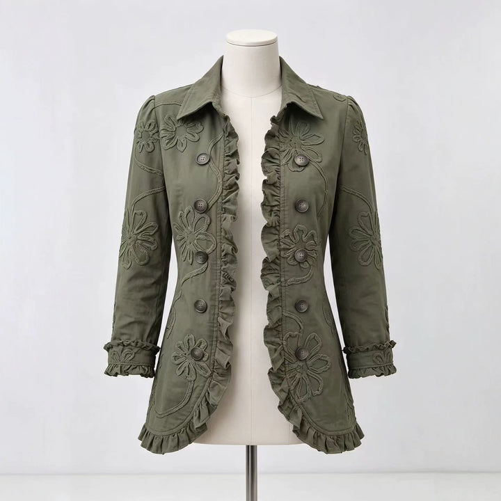 Ruffle Pleated Lapel Blazer, Casual Office Jacket for Women