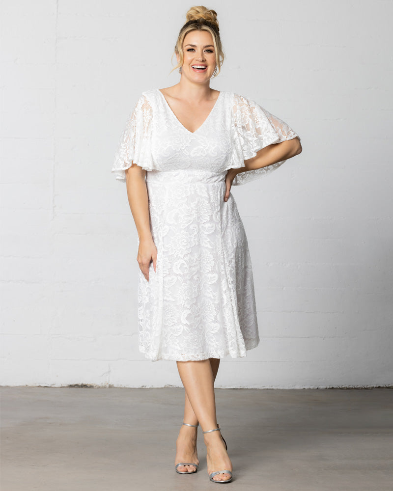 Genevieve Lace Flutter Sleeve Midi Dress - Sale!