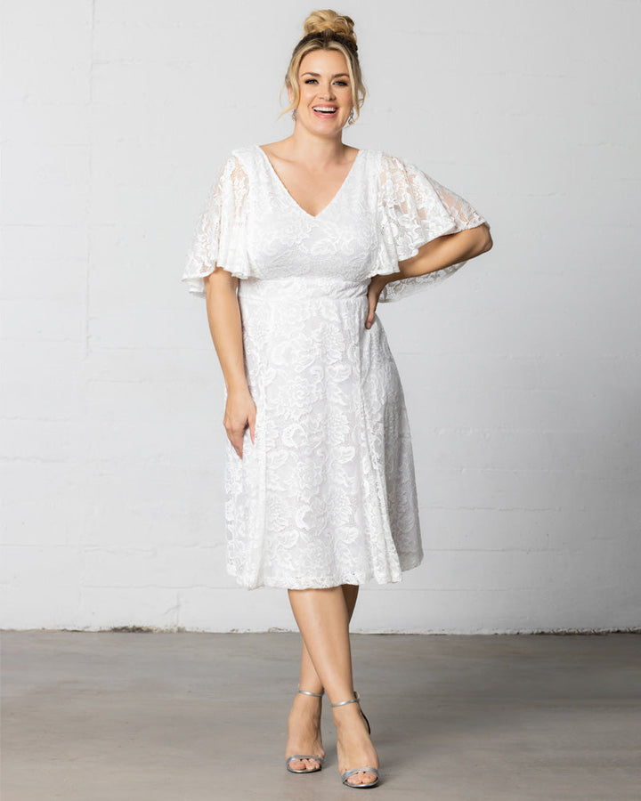Genevieve Lace Flutter Sleeve Midi Dress - Sale!