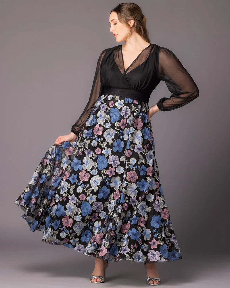 Isabella Embroidered Mesh Gown