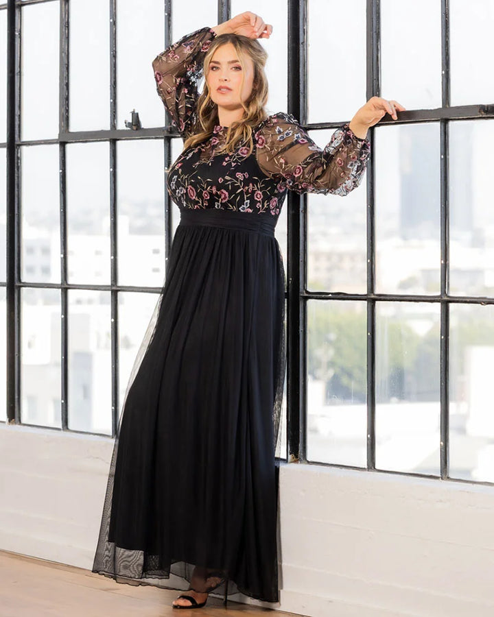 Delete - Eternal Embroidered Bodice Evening Gown