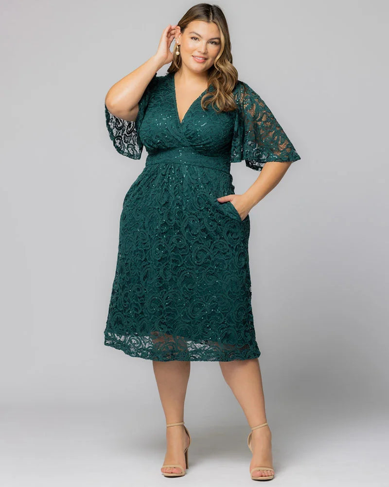 Starry Sequined Lace Cocktail Dress