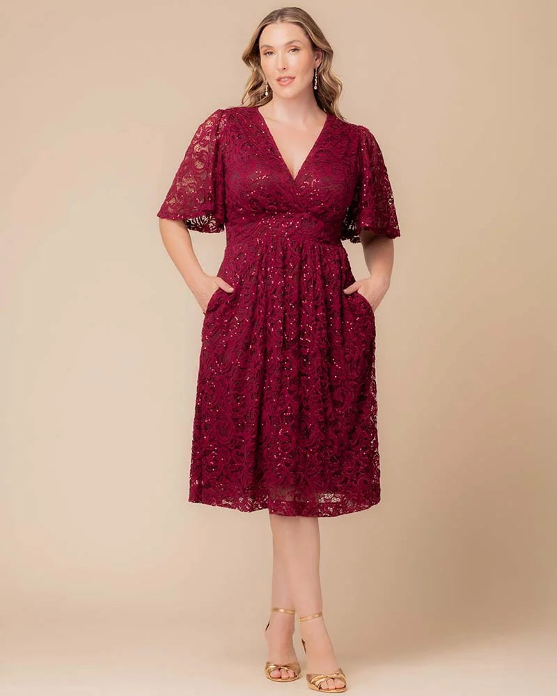 Starry Sequined Lace Cocktail Dress