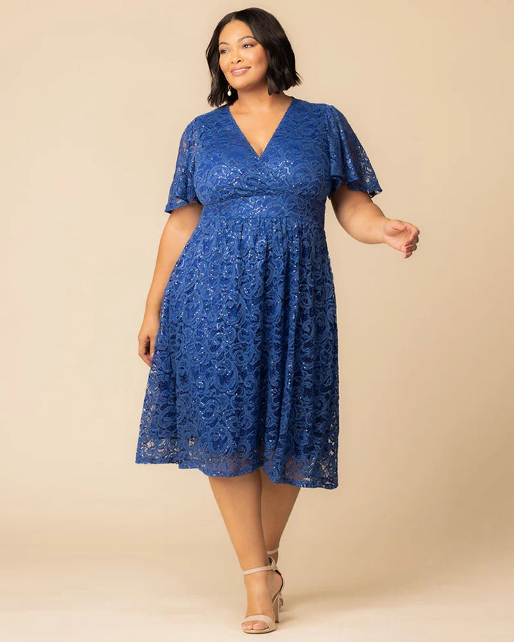 Starry Sequined Lace Cocktail Dress