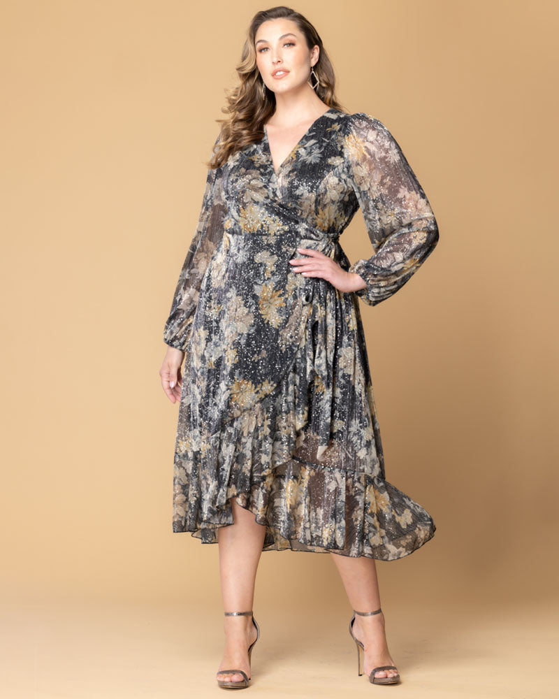 Clara Sparkling Long Sleeve Wrap Dress – Sale!