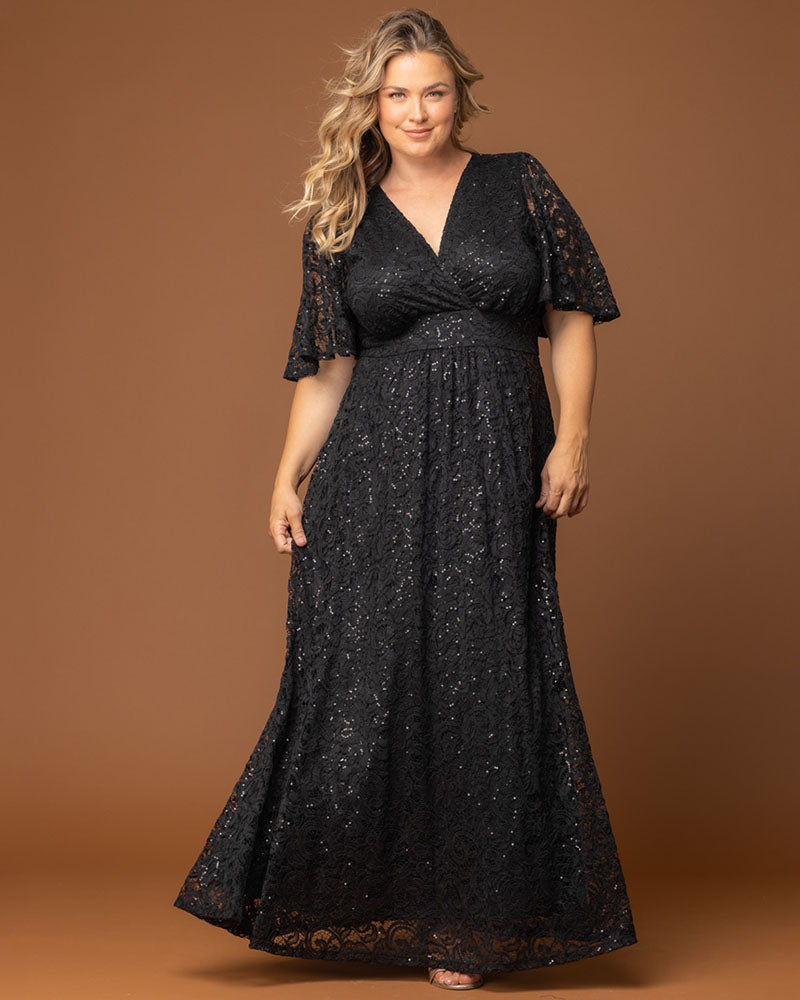 Luminous Sequin Lace Long Gown