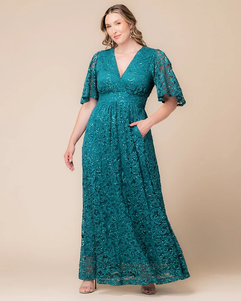 Luminous Sequin Lace Long Gown