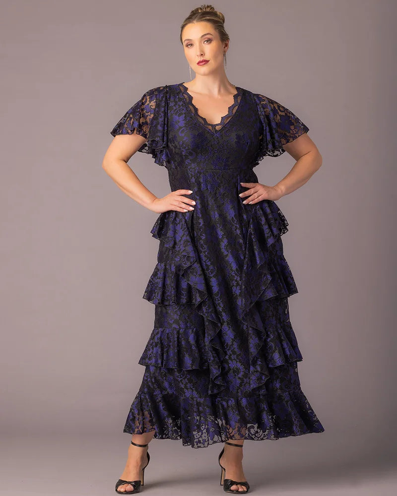 Mon Ange Tiered Lace Evening Gown - Sale!