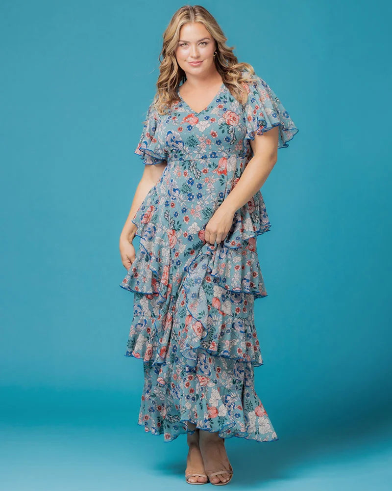 Delete - Tour de Flounce Chiffon Evening Gown - Sale!