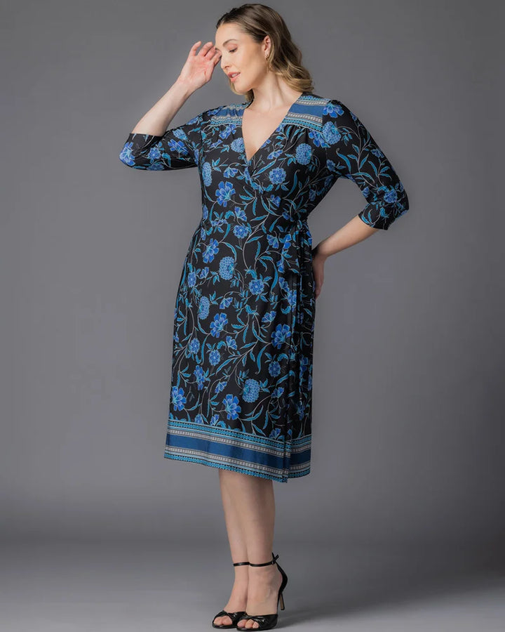 Beguiling Border Print Wrap Dress