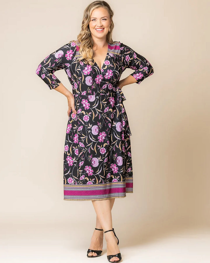 Beguiling Border Print Wrap Dress