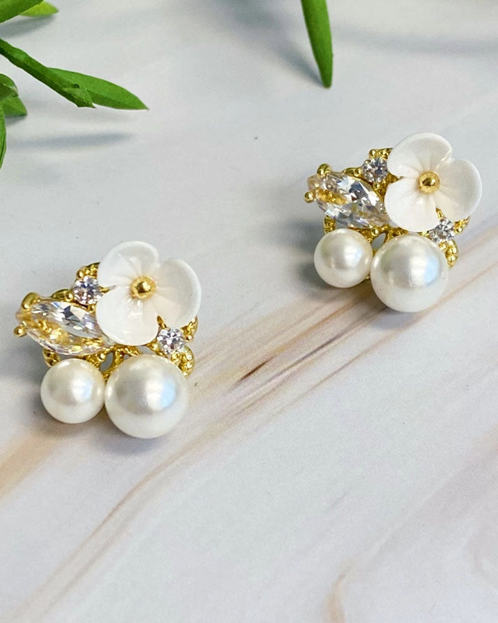Mini Flower Jeweled Stud Earrings
