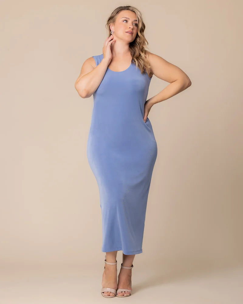 Classic Silky Sleeveless Maxi Tank Dress by Vikki Vi