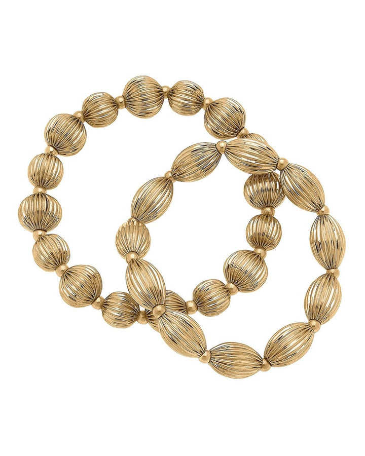 Katherine Ribbed Metal Stretch Bracelets (Set of 2)