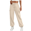 Fleece Lined Baggy Sweatpants, Women's Jogger Pants with Pockets