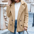 Fluffy Lapel Button Coat, Loose Fit Cozy Winter Jacket