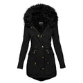 Plush Hooded Parka, Thick Zip-Up Mid-Length Winter Jacket