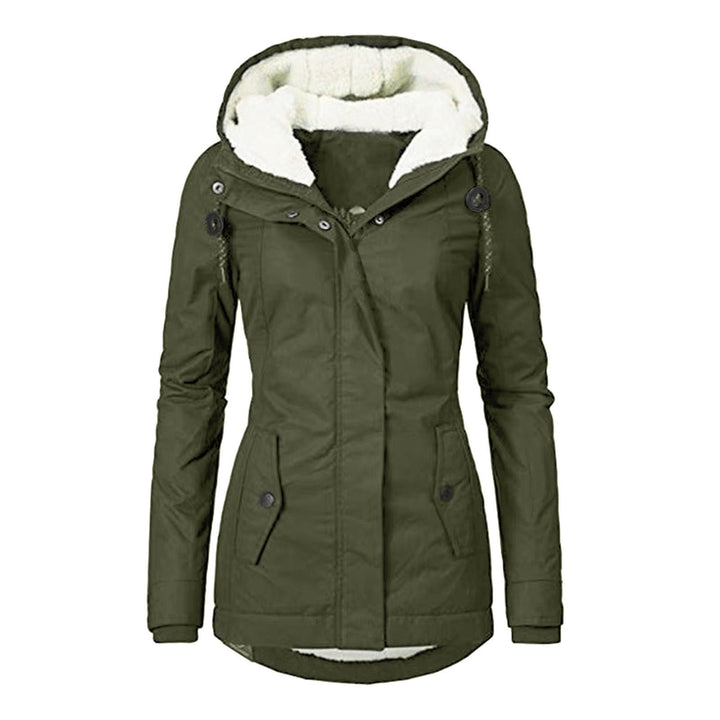 Hooded winter jacket with fleece lining, zip and pockets