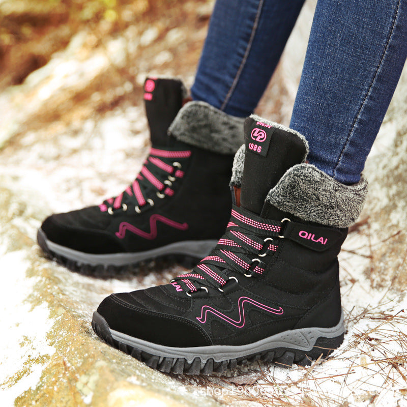 Lace-Up Ankle Boots for Women, Plus-Velvet Warm Winter Boots