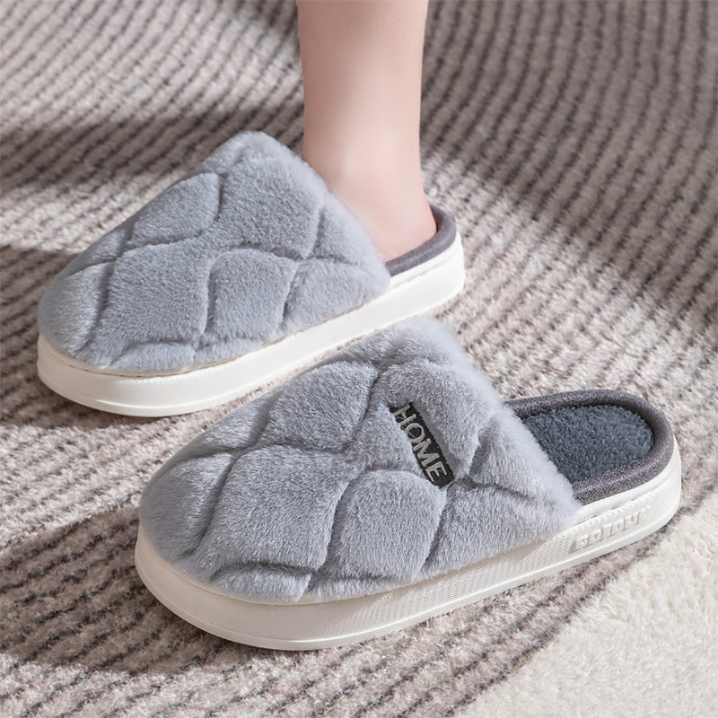 Warm Solid Plush Slippers for Women and Couples