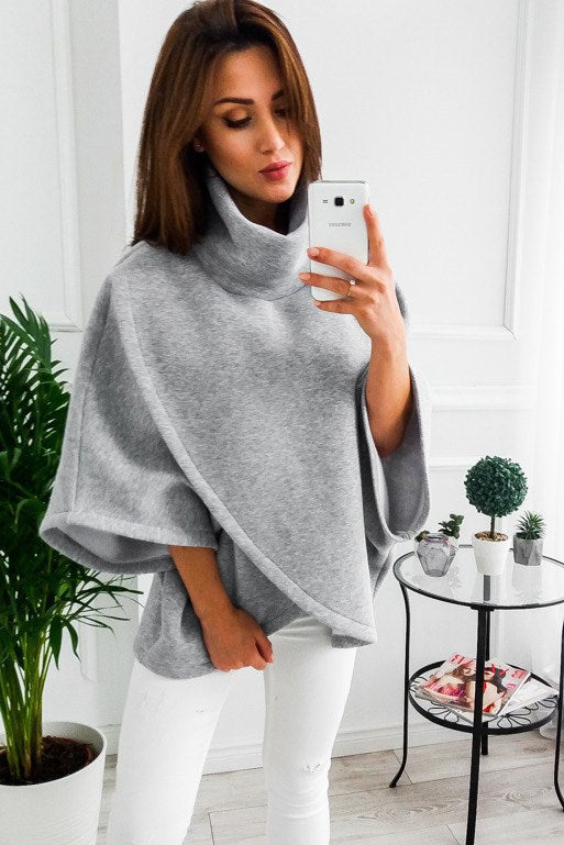Long Fleece-Lined Cardigan with Batwing Sleeves