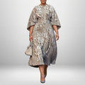 YASMIN | Embroidered Floral Midi with Sculpted Waist and Timeless Grace