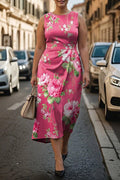 Vienne | Pink Garden Midi Dress