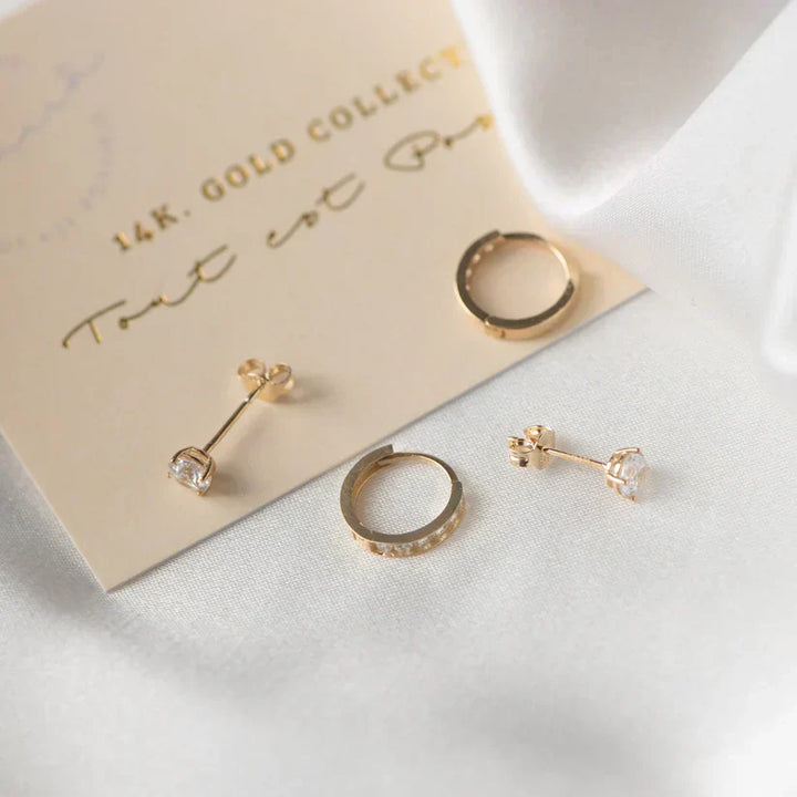 Rosa Brillane Stone Earrings Set | Gold