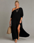 Magnolia | One Shoulder Side Slit Flowing Midi Dress