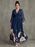 Etta | Pleated Sheer Sleeves Maxi Dress