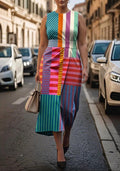 Wilhelmina | Color Rhythm Midi Dress
