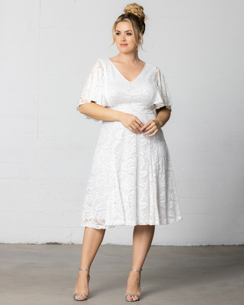 Genevieve Lace Flutter Sleeve Midi Dress - Sale!