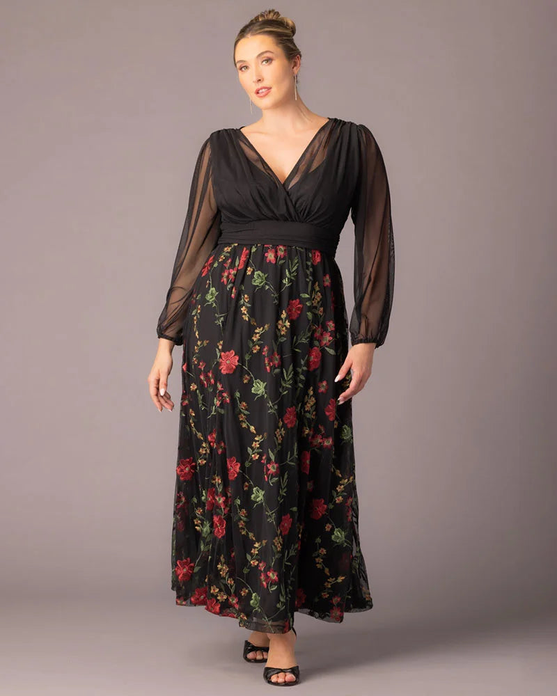 Isabella Embroidered Mesh Gown - Sale!
