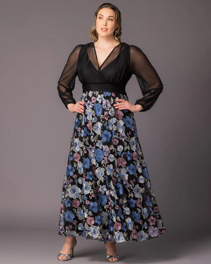 Isabella Embroidered Mesh Gown
