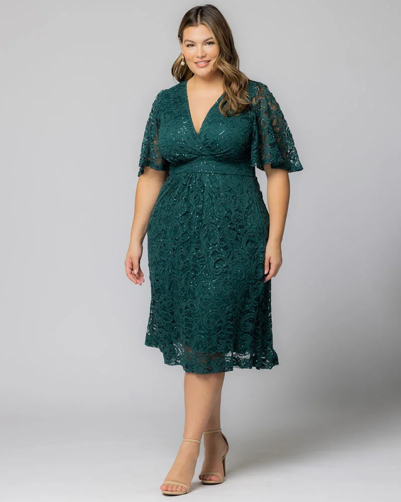 Starry Sequined Lace Cocktail Dress