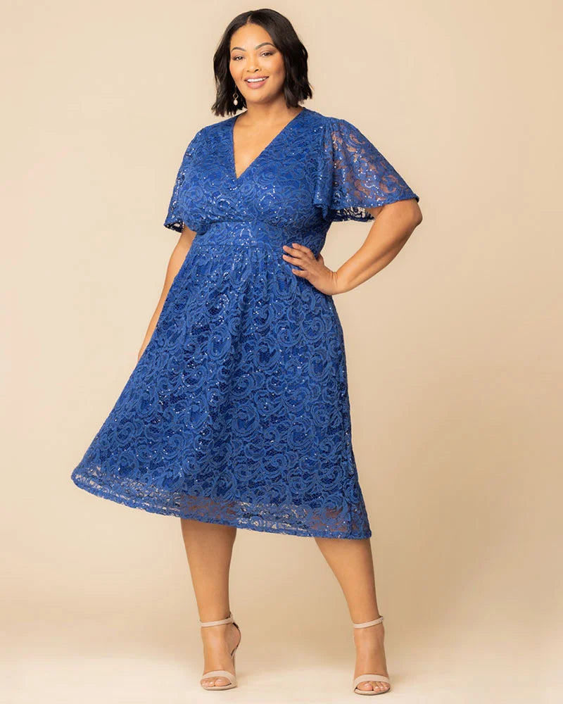 Starry Sequined Lace Cocktail Dress