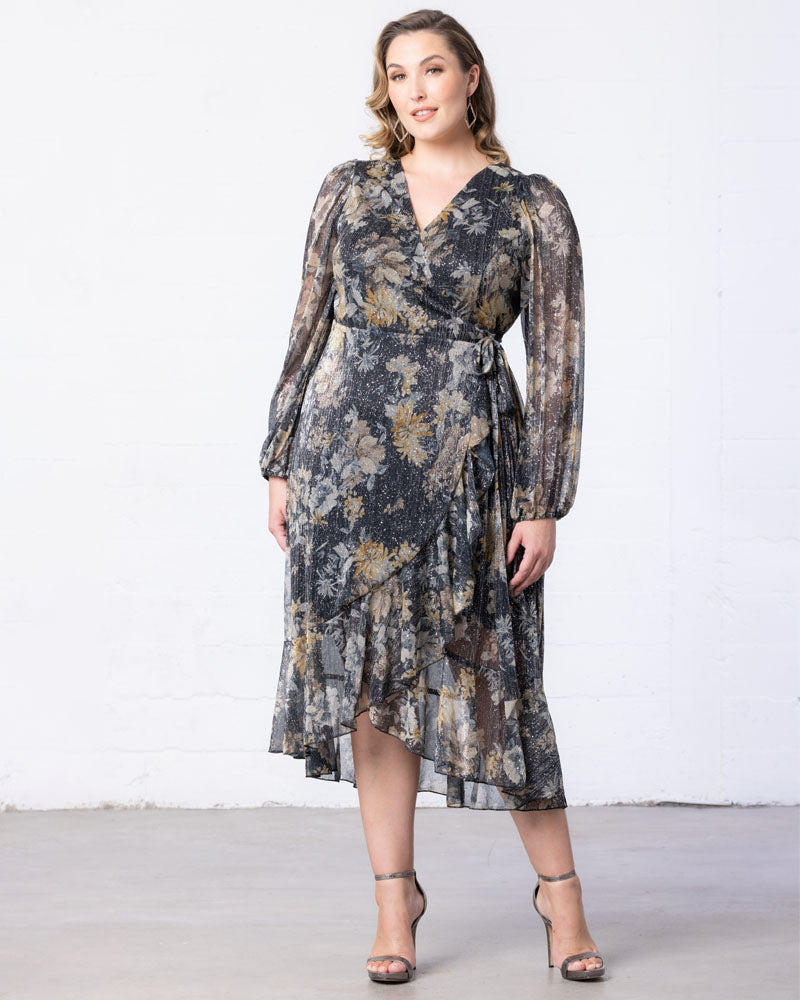 Clara Sparkling Long Sleeve Wrap Dress – Sale!