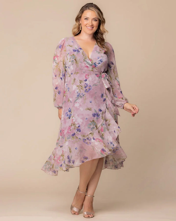 Clara Chiffon Long Sleeve Wrap Dress - Sale!