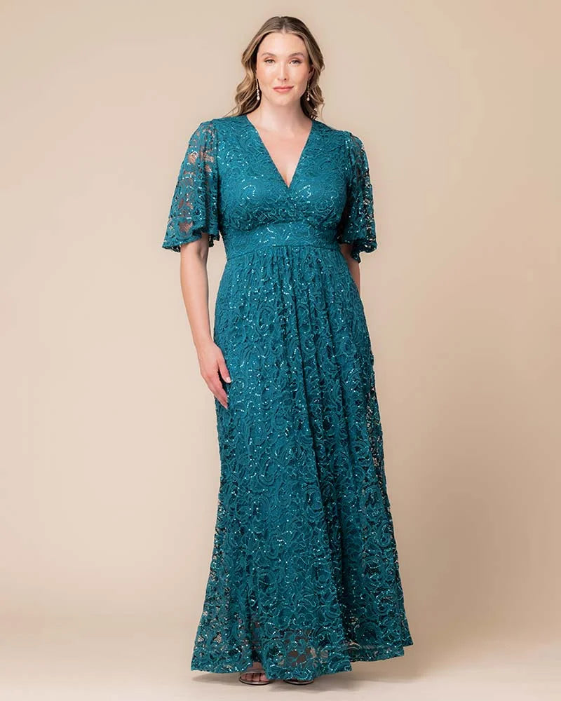 Luminous Sequin Lace Long Gown