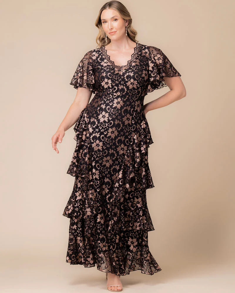 Mon Ange Tiered Lace Evening Gown - Sale!