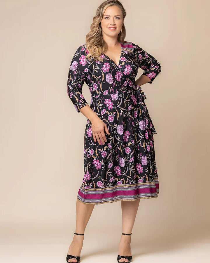 Beguiling Border Print Wrap Dress
