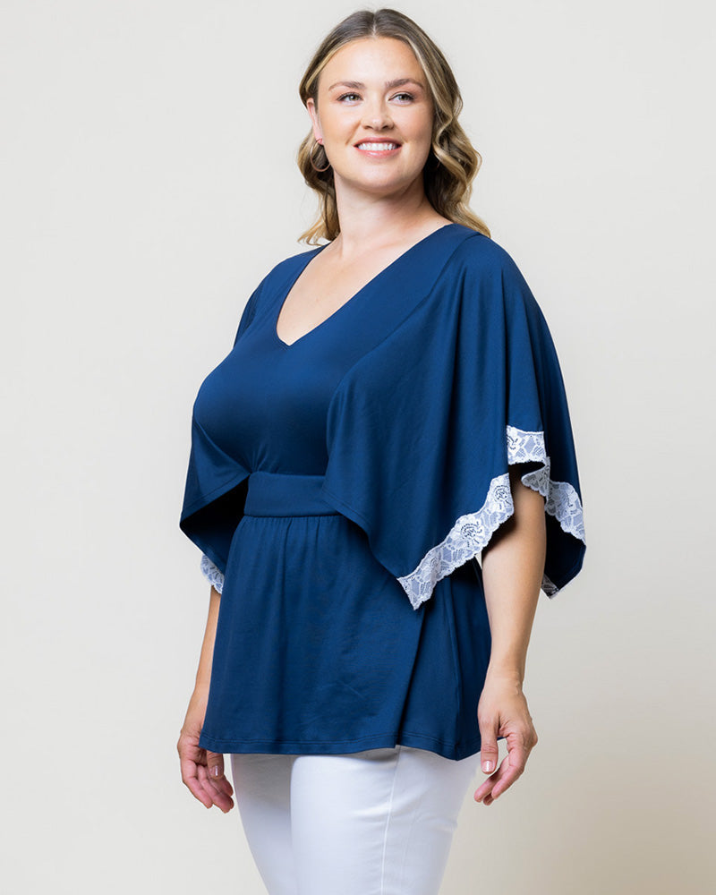 Sarah Lace Trim V-Neck Top - Sale!