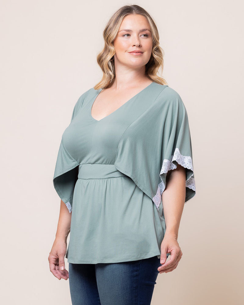 Sarah Lace Trim V-Neck Top - Sale!