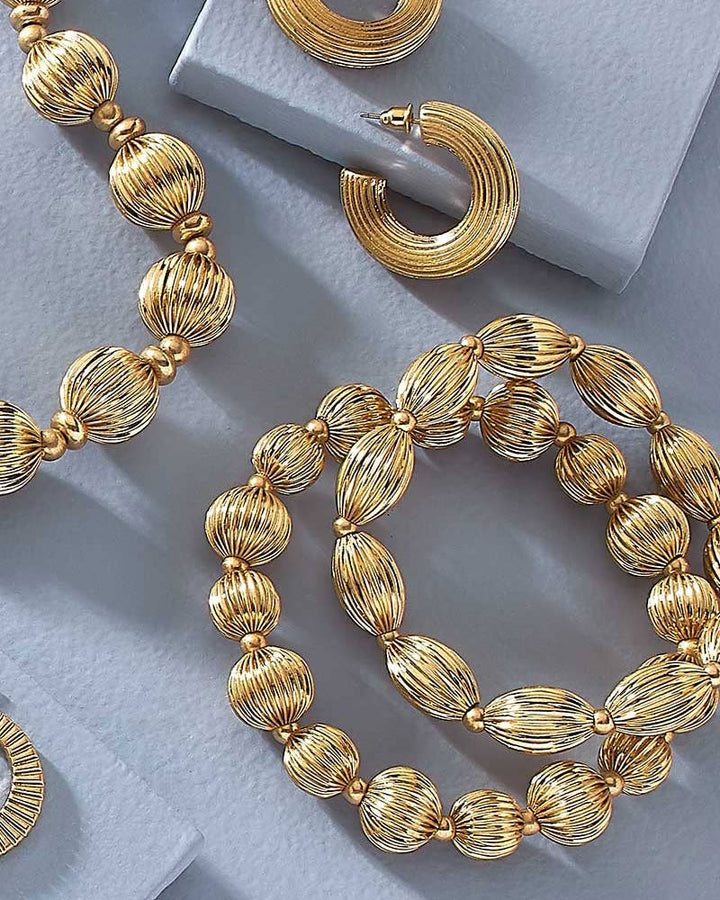Katherine Ribbed Metal Stretch Bracelets (Set of 2)