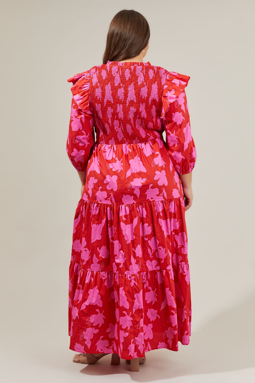 Raspberry Bliss Brighton Smocked Poplin Maxi Dress Curve