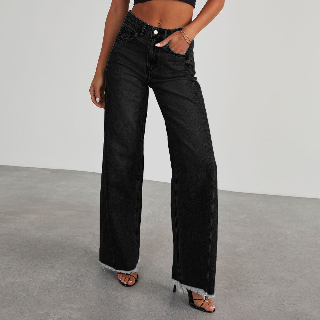 Wide-Leg Jeans with Pockets for Women, High-Waist Slim Straight