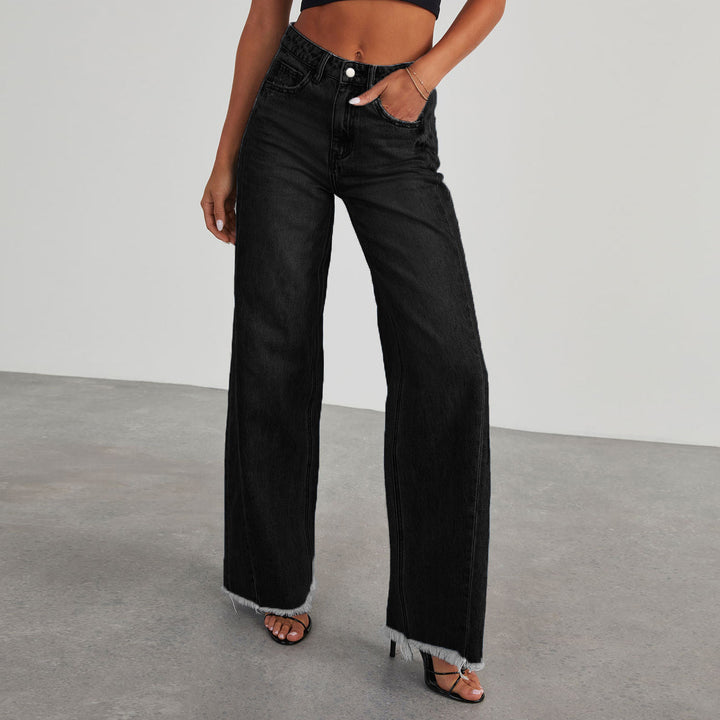 Wide-Leg Jeans with Pockets for Women, High-Waist Slim Straight