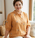 Rin - Cotton Floral Embroidered Comfortable Shirt